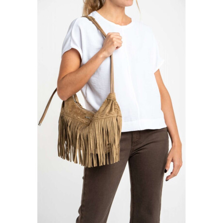 Cartera Flecos Gamuza Vegana Camel