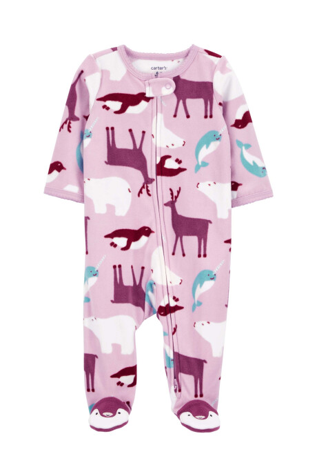 Pijama una pieza de micropolar con pie, diseño ártico Sin color