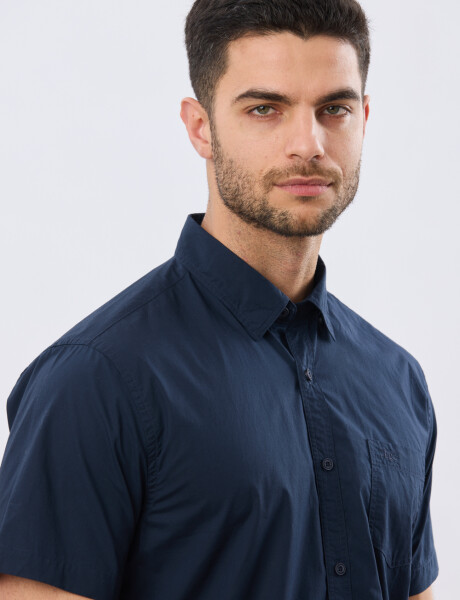 CAMISA LISA DE ALGODÓN Azul