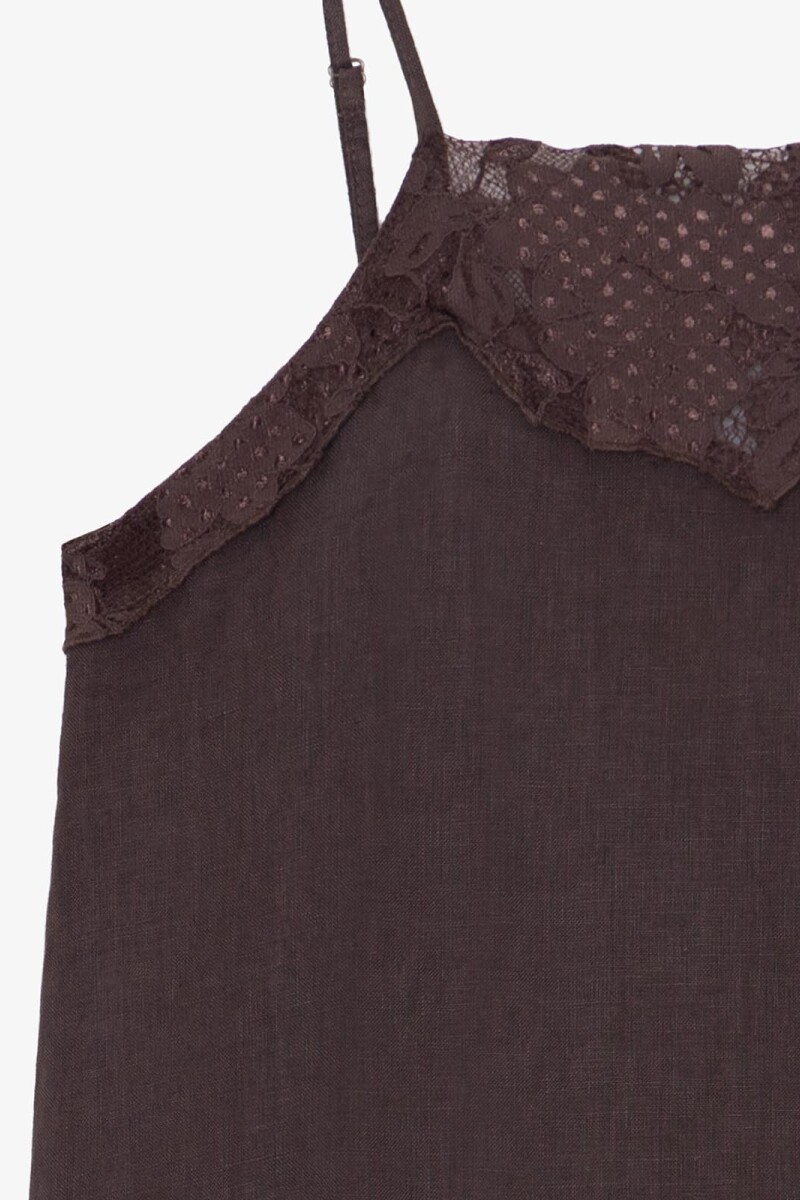 VESTIDO ENCAJE Marron
