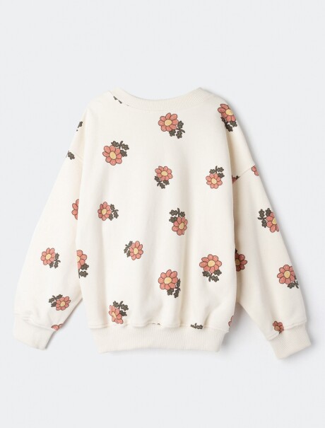 SUDADERA EXTRAGRANDE DE FELPA ESTAMPADA BLANCO