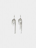 Aros De Cadenas Y Perlas plateado