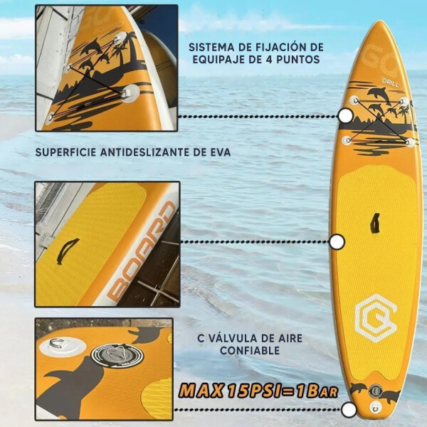 Tabla Stand Up Paddle Board Inflable 3.35 + Accesorios AZUL