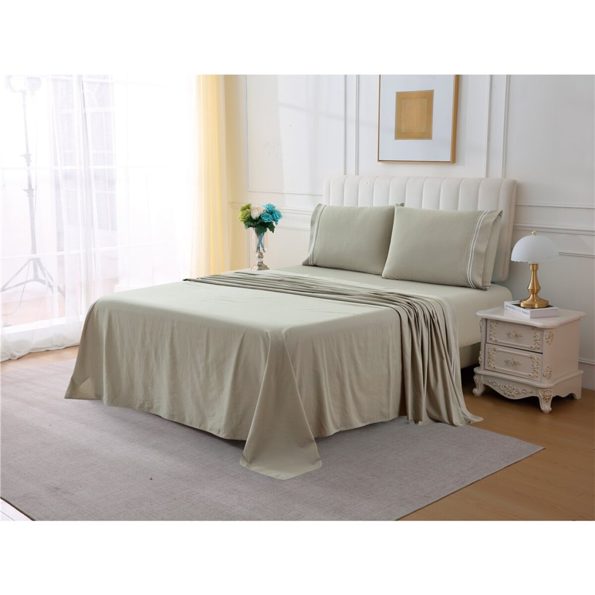 JGO SABANA BORDADO ALG 200H TWIN 90x190+30CM TAUPE 