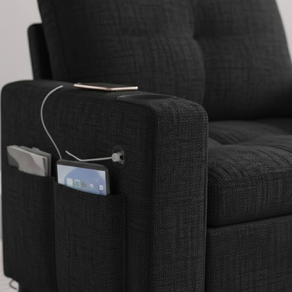 SOFÁ SILLÓN CAMA POLTRONA BUTACA RECLINABLE 1 LUGAR NEGRO