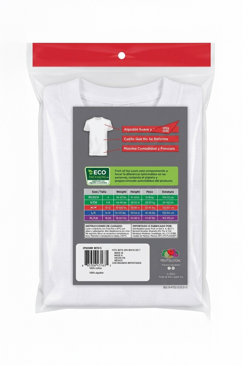 Pack x2 Camiseta interior - infantil BLANCO