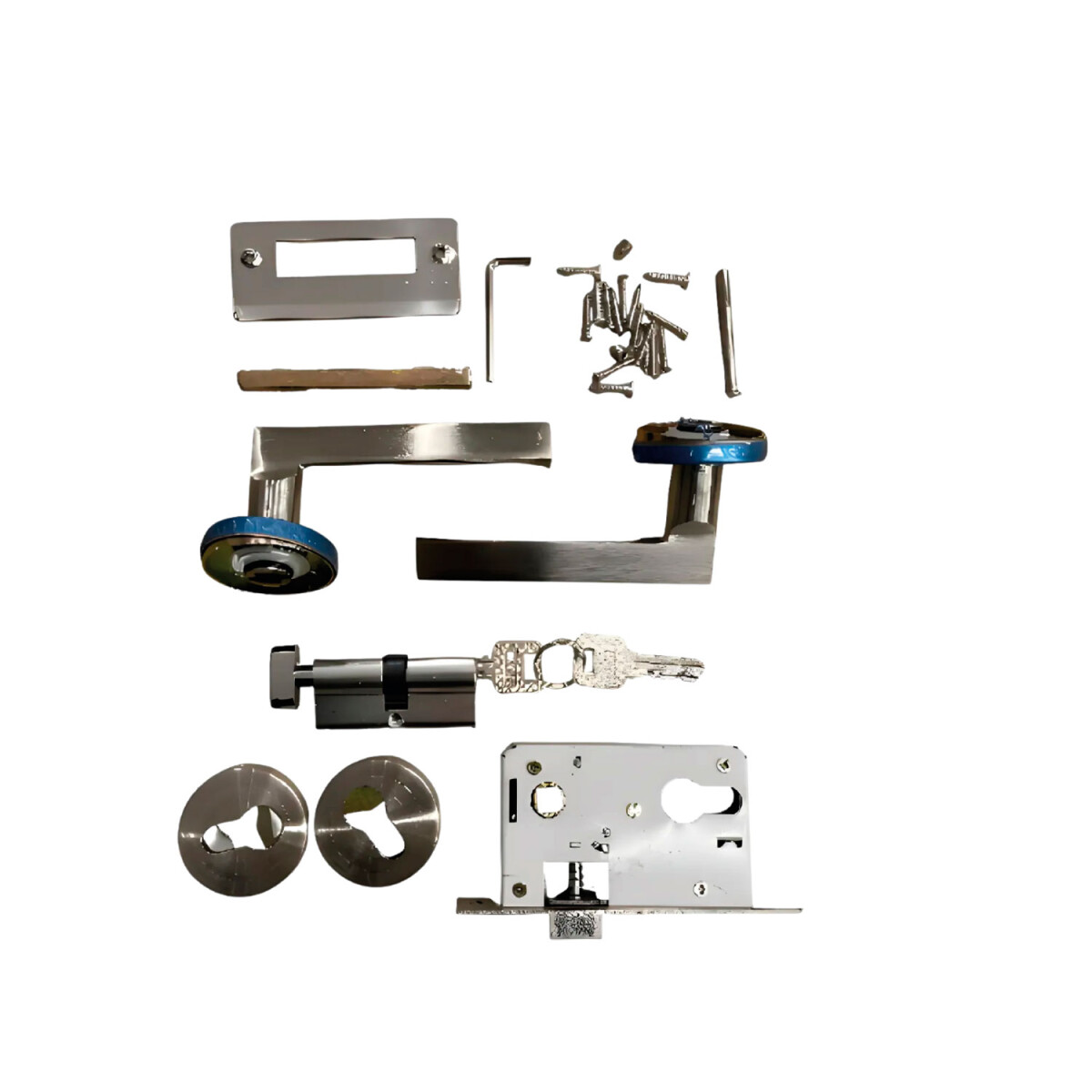Cerradura Puerta Interior Metal Con 3 Llaves Lumax - Plateado 