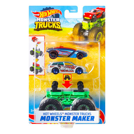Hot Wheels Monster Trucks + 2 autos Originales Mattel Verde