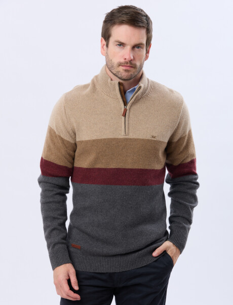 BUZO TEJIDO A RAYAS Gris