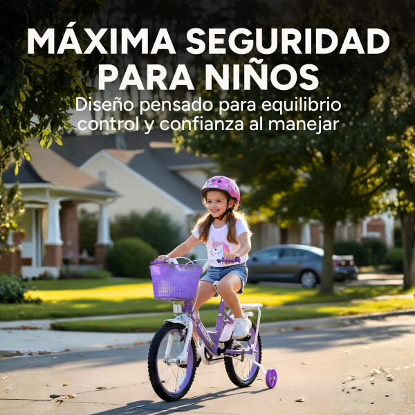 Bicicleta infantil Shengdi Rodado 16 Canasto Parrilla Hadas Violeta 1