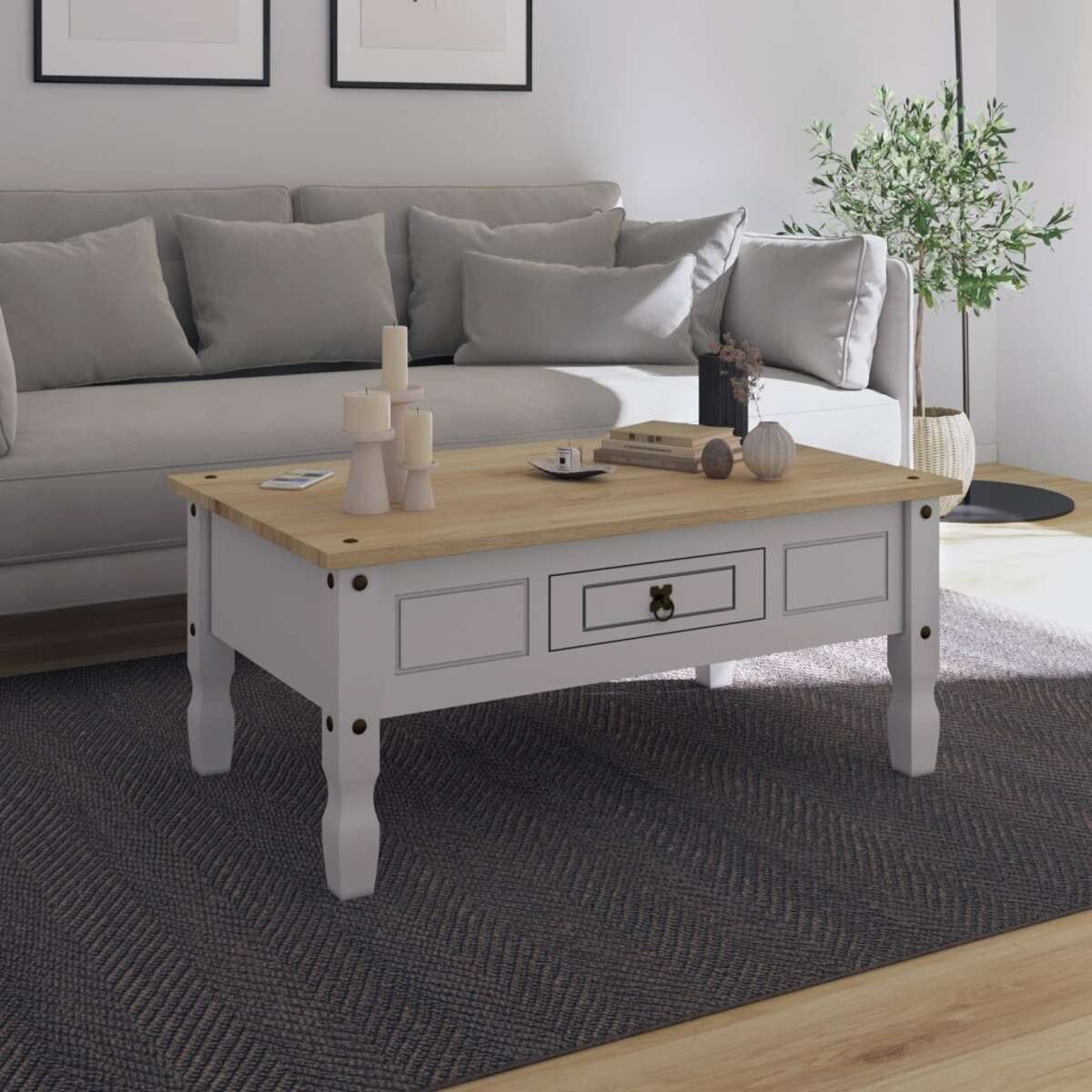 Mesa de centro Linea Mexicana 95x50cm - Blanco 