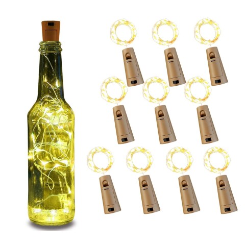 Set Luces Led Guirnalda 2 Metros X10 Corcho Botella Vino Set Luces Led Guirnalda 2 Metros X10 Corcho Botella Vino