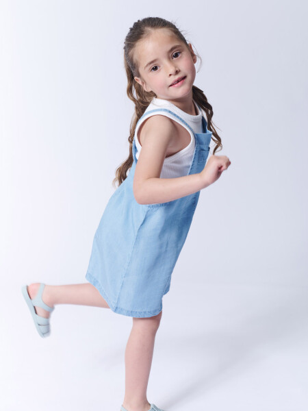 Vestido con bolsillos tencel Celeste