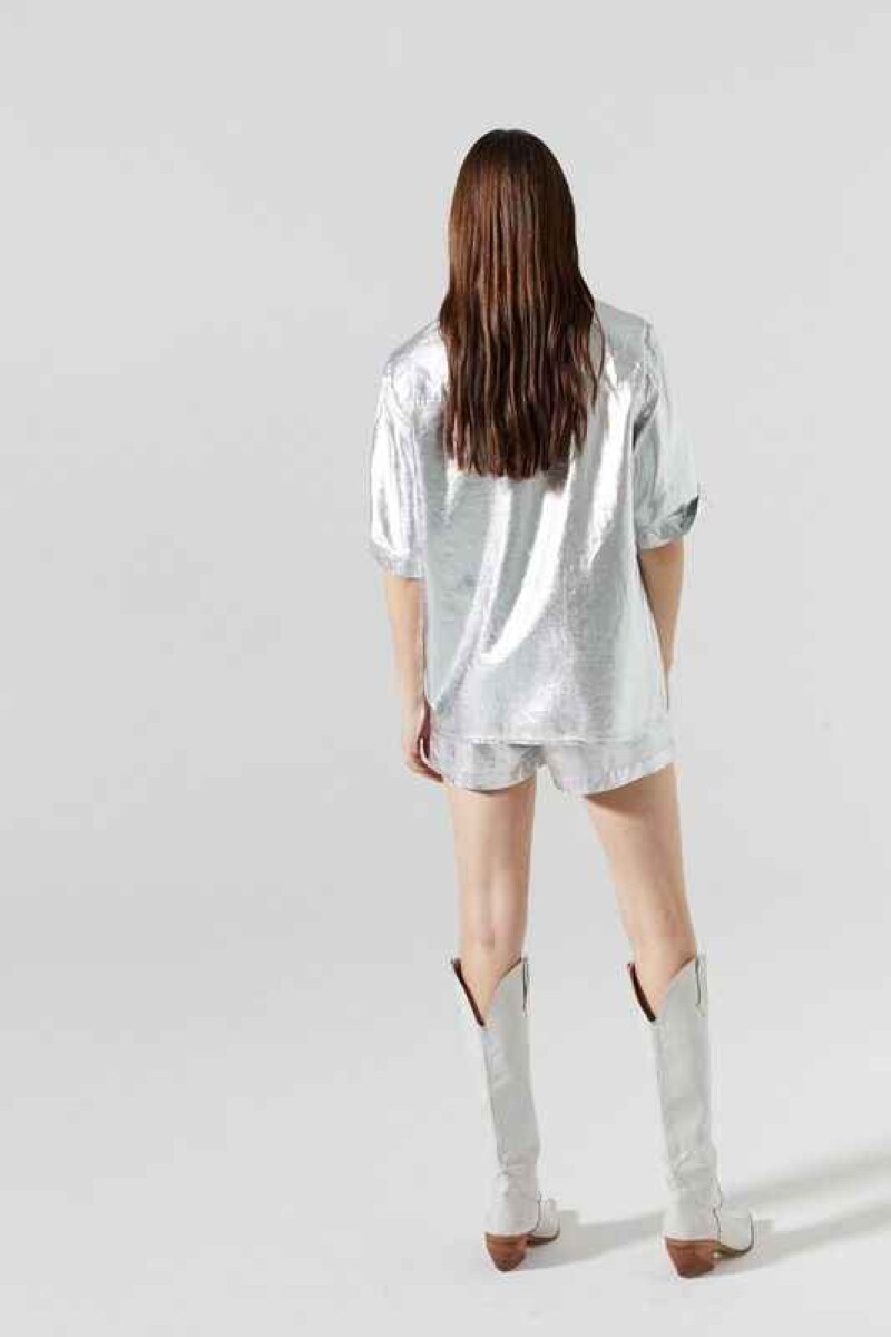 Soho Metallic Linen Shirt Plata