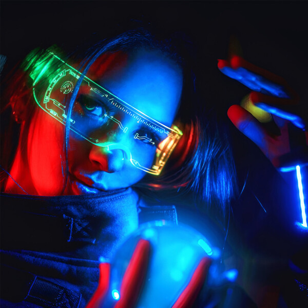 Gafas Lentes LED RGB Luces Colores Fiestas Cotillon Eventos Variante Transparente