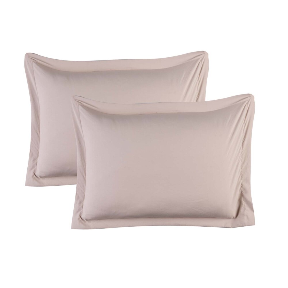 SET 2 FUNDAS DE ALMOHADA POLIESTER NATURAL-BEIGE PREWASHED AVENA