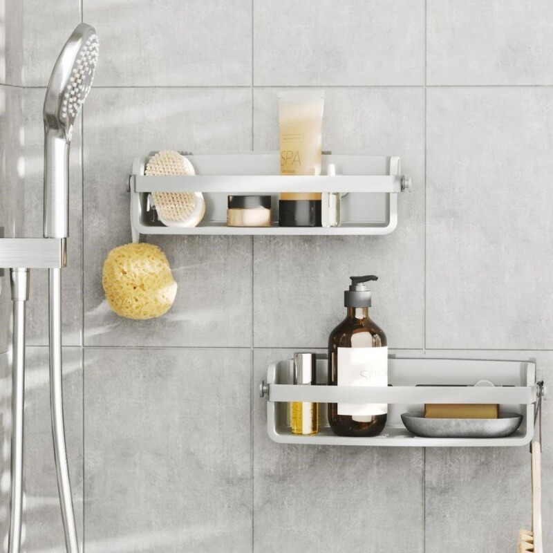Estante de baño para ducha con adhesivo Gris