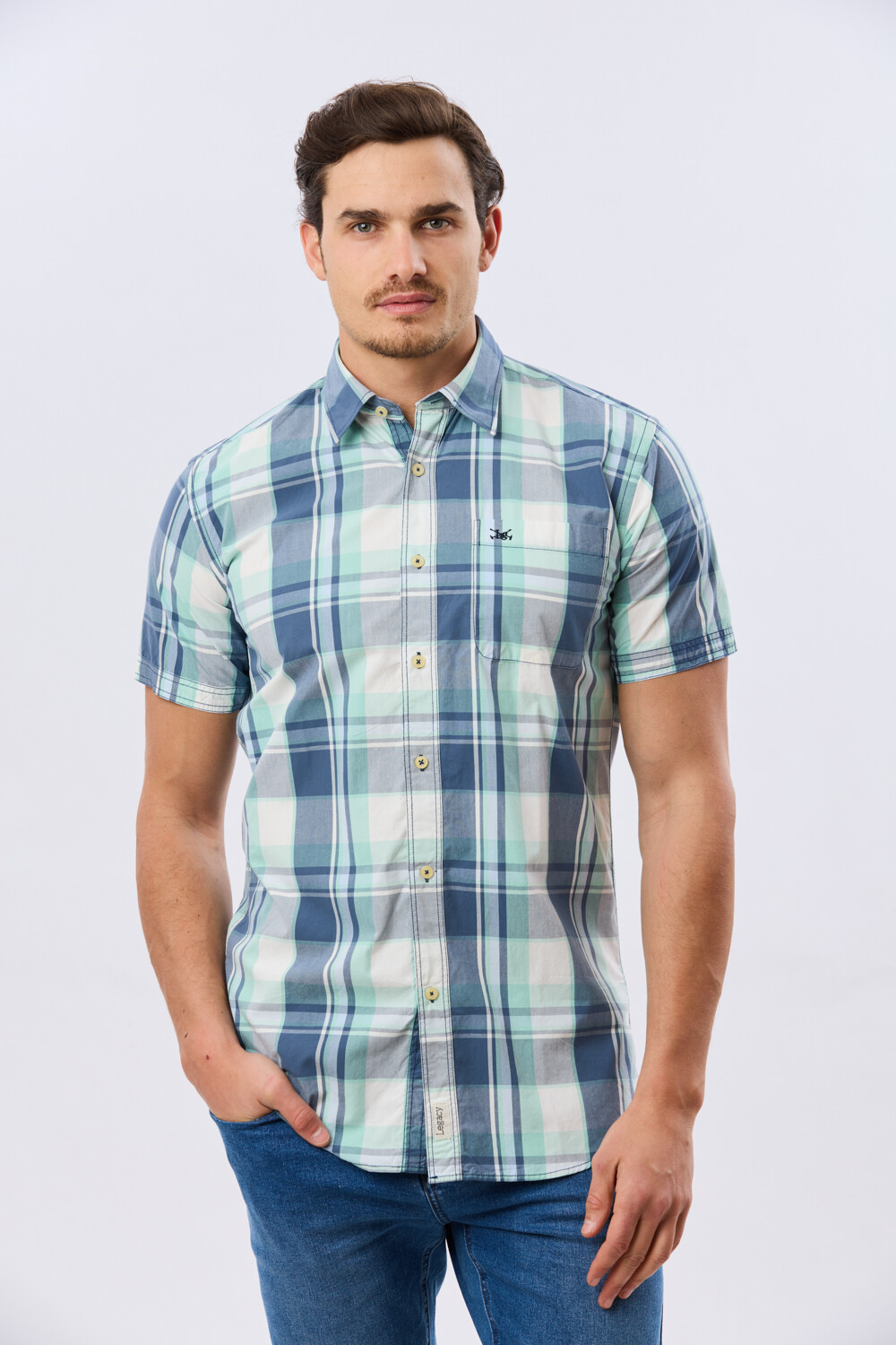 CAMISA MANGA CORTA CUADROS Verde