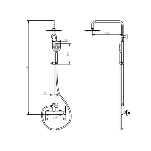 DUCHA EXTERNA BARRAL C/TRANSF SATINADO-CEPILLADO SALEMI GRIS-BRUSHED NICKEL