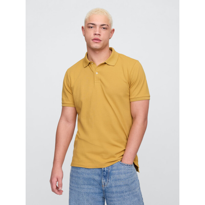 V-STRETCH PIQUE POLO - SOLID HONEY IM HOME