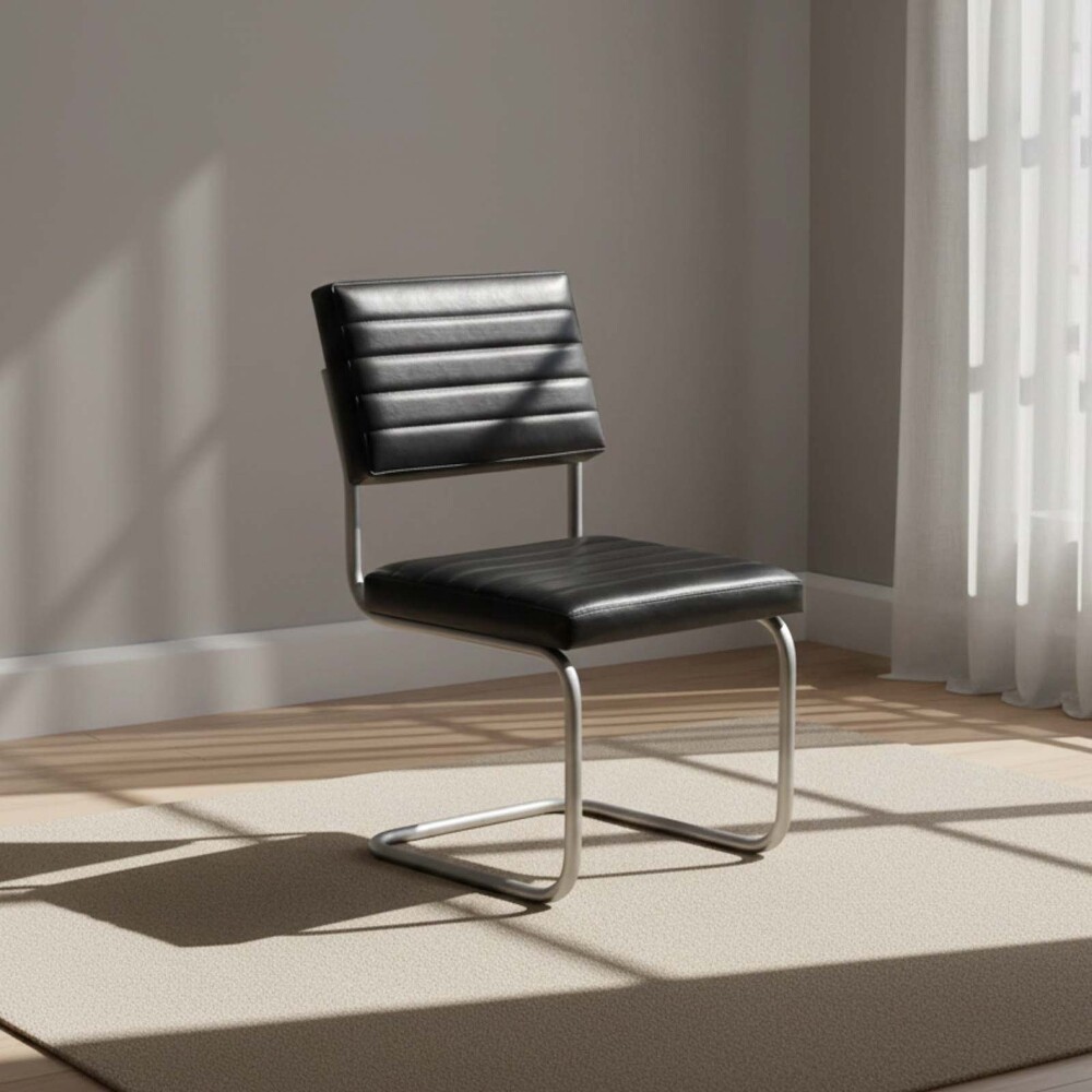 SILLA DE COMEDOR CUERO NEGRO FRANCA