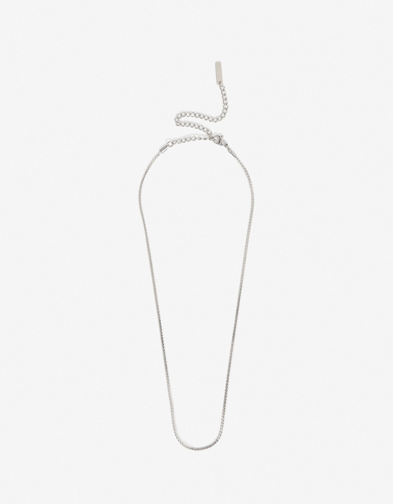 Collares Cortos Metal Collar Cadena En Acero - Plateado