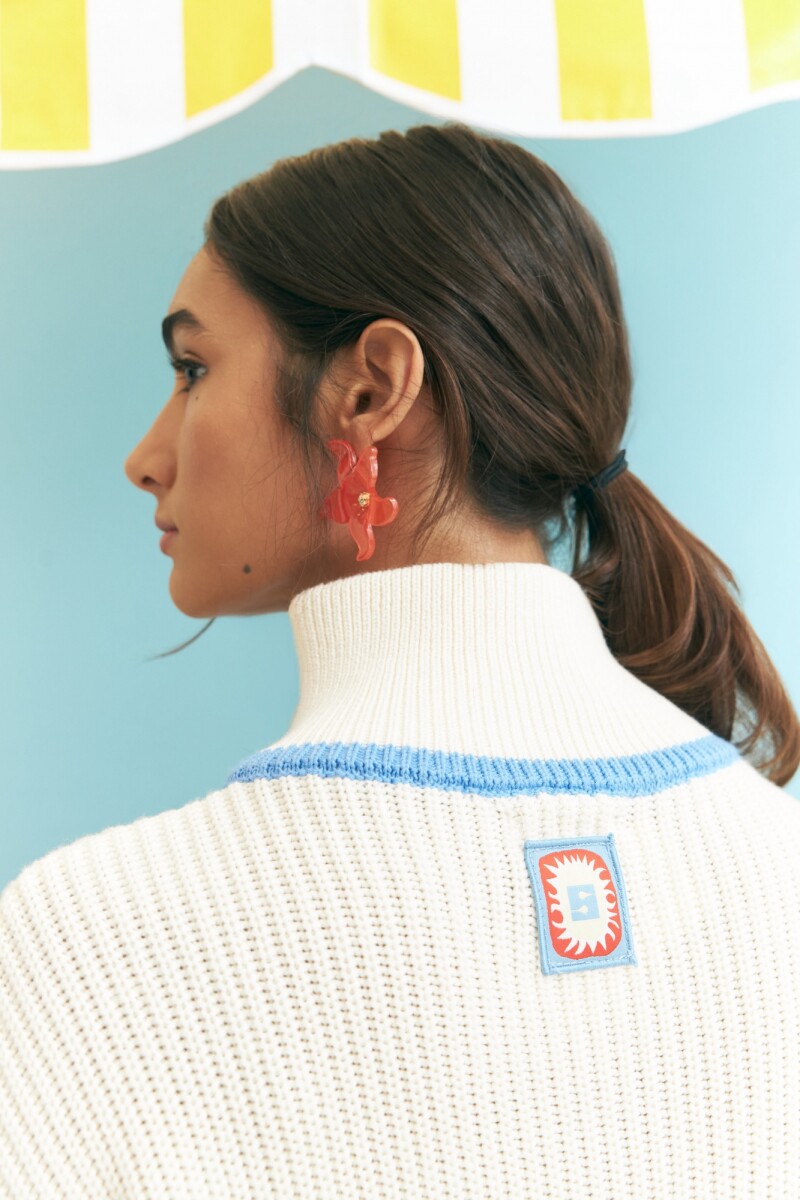 Sweater algodón con rayas crudo