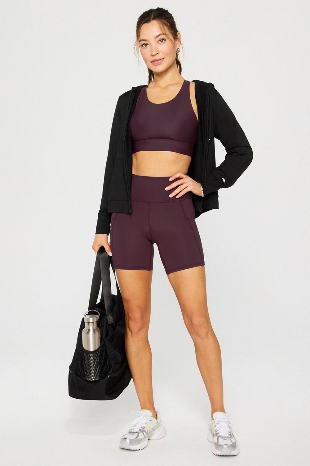 Polera Cloud Jersey Full Zip Hoodie Mujer Black