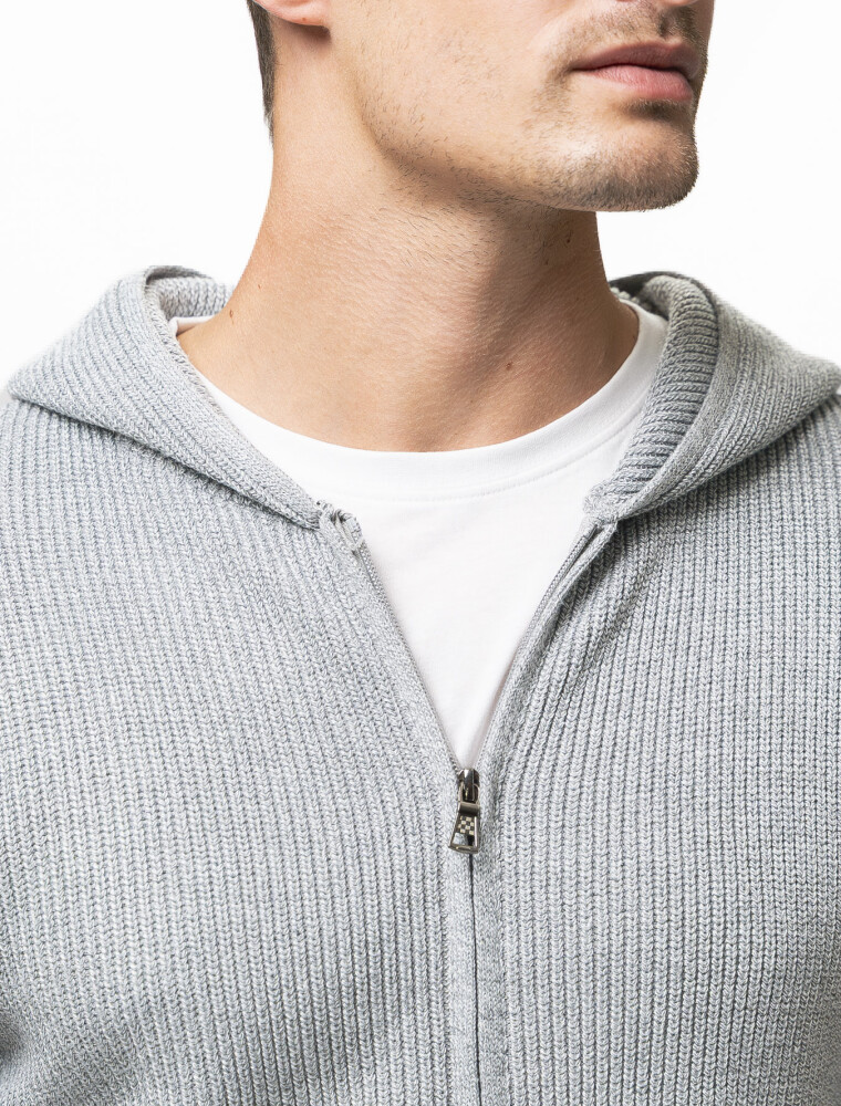 Campera Tejida con Capucha TRENTO Gris