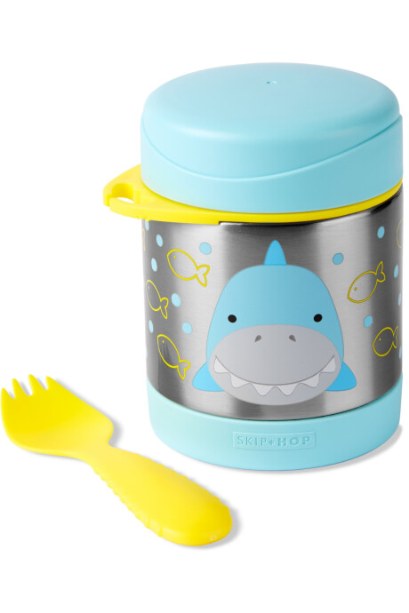 Tupper de acero inoxidable con cubierto, diseño tiburón Sin color