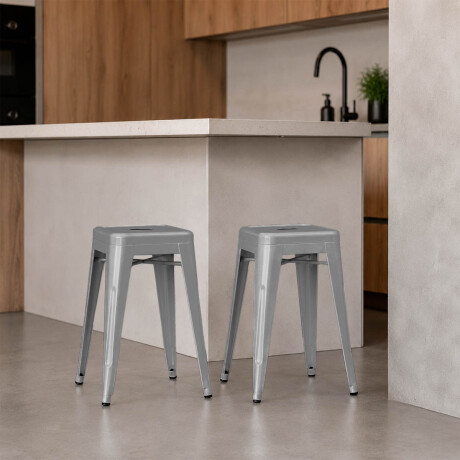 Banco Taburete Metálico Tolix Calidad Cocina Jardín Gris