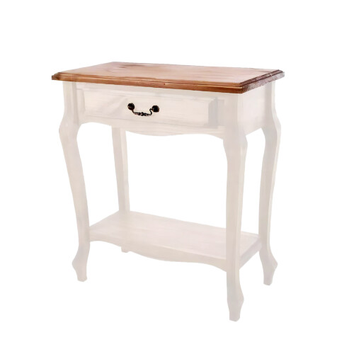 Mesa de arrime 1 cajon - Linea luis XV Blanco