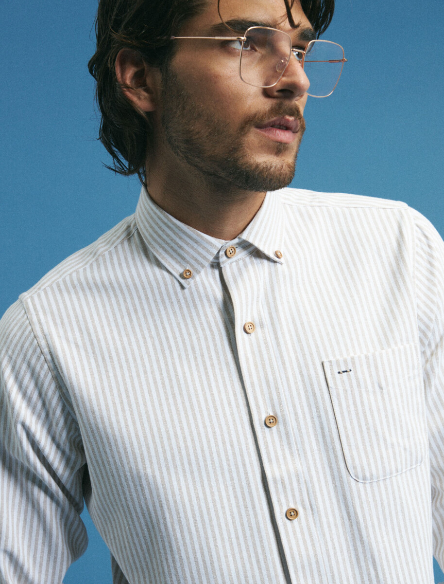 CAMISA HARRINGTON LABEL - Beige / Natural 