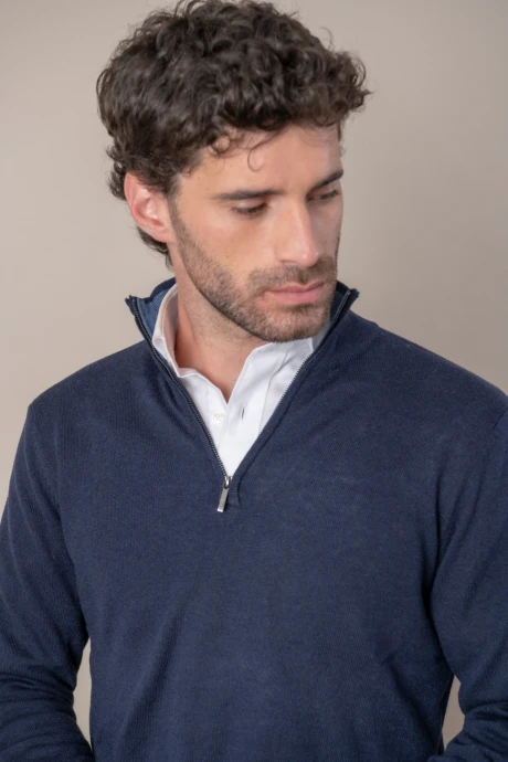 Sweater Half Zip merino Navy
