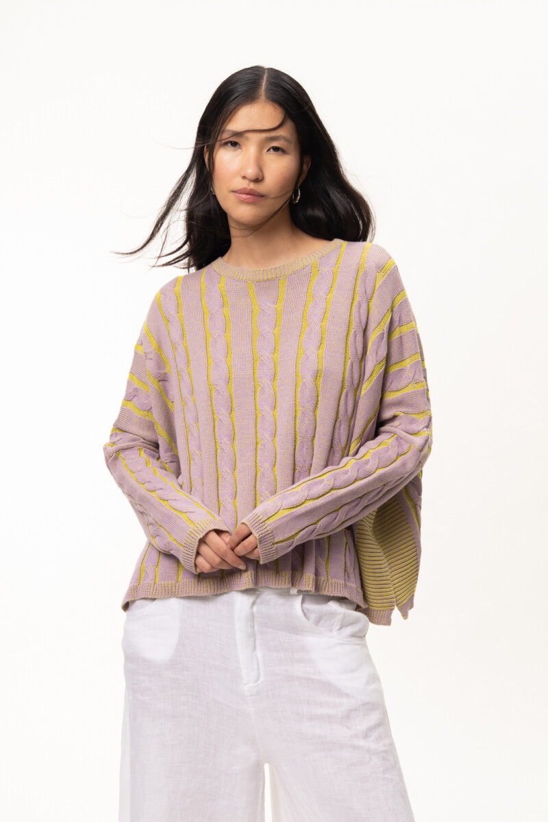 Sweater Oceano Crop - Lila/Verde 
