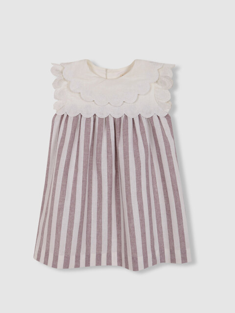 Vestido Combinado De Rayas Berenjena