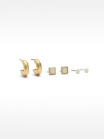 Set De Pendientes Dorados blanco