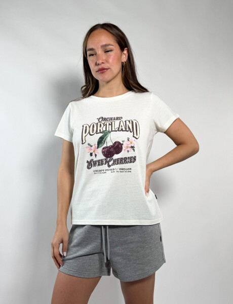 Remera estampada Cande Beige