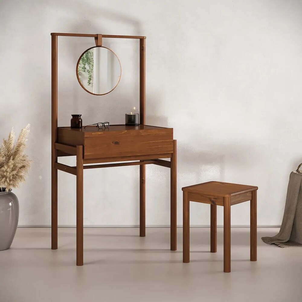 COMBO TOCADOR CON ESPEJO + BANQUETA MADERA MACIZA COMBO TOCADOR CON ESPEJO + BANQUETA MADERA MACIZA