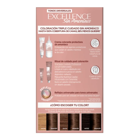 Tintura Para Cabello L'Oréal Paris Excellence Nudes No Amoniaco 5U Castaño Claro Universal Tintura Para Cabello L'Oréal Paris Excellence Nudes No Amoniaco 5U Castaño Claro Universal