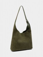 Bolso De Hombro De Piel Serraje caqui