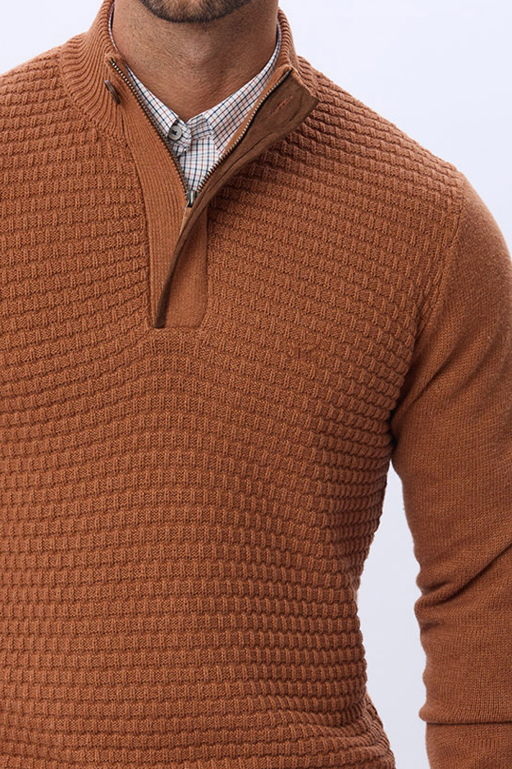 BUZO TEJIDO TEXTURADO TERRACOTA