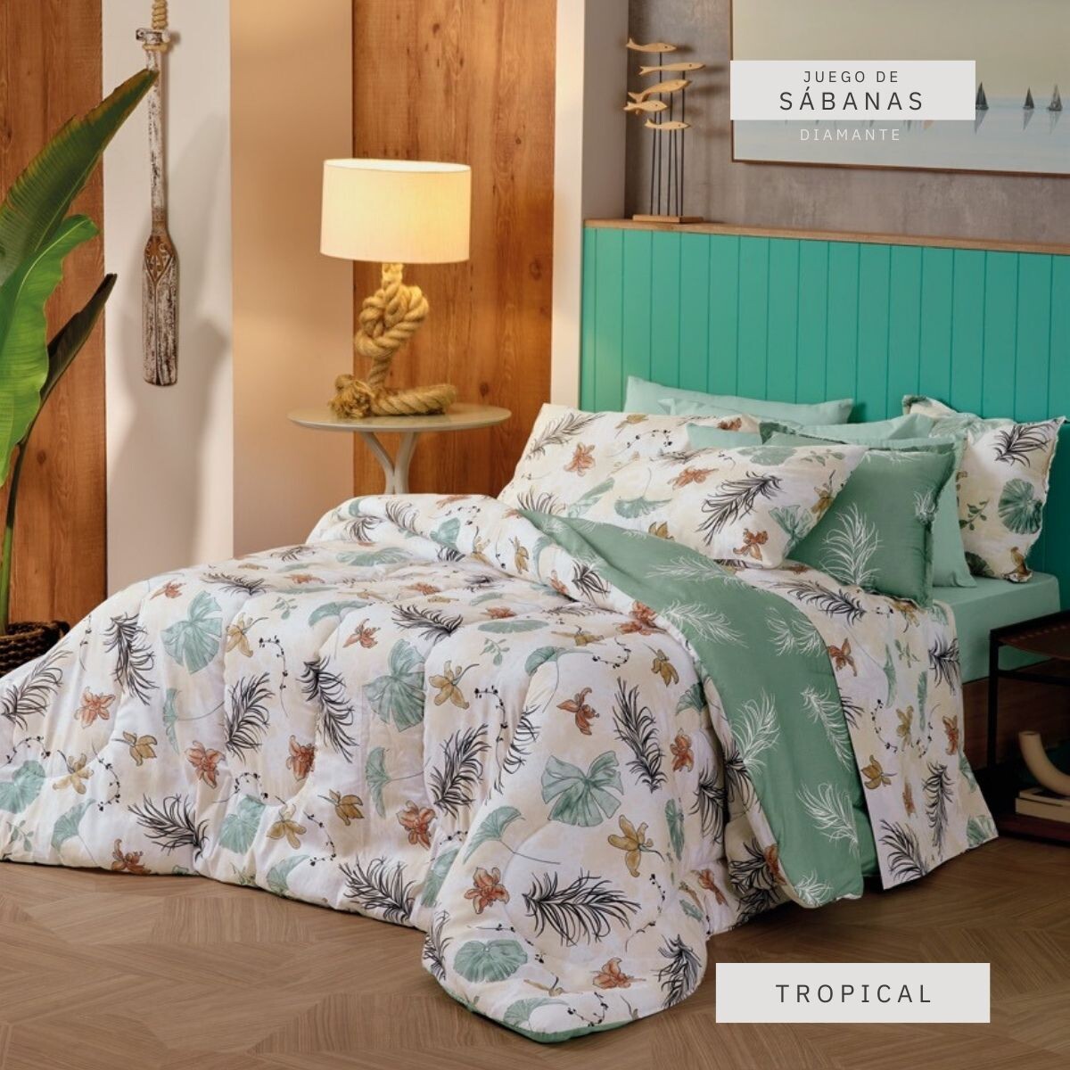 JUEGO DE SABANA 1 PLAZA 160X250 - TROPICAL 