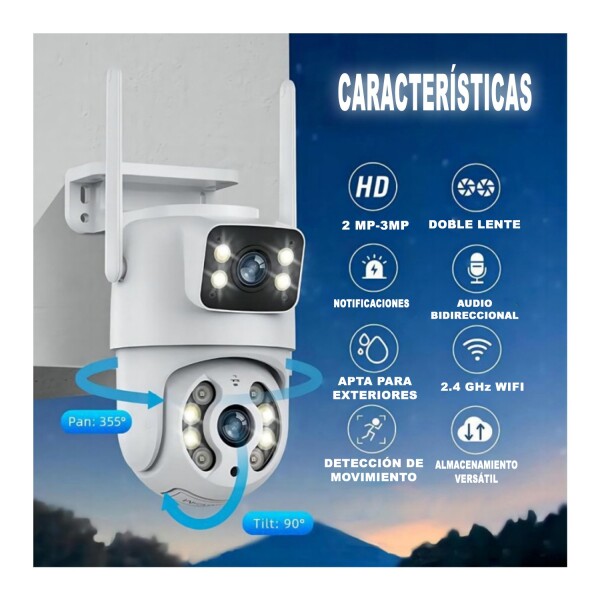 Cámara Seguridad Dual Domo Exteriores App Vision Nocturna Variante Color Blanco