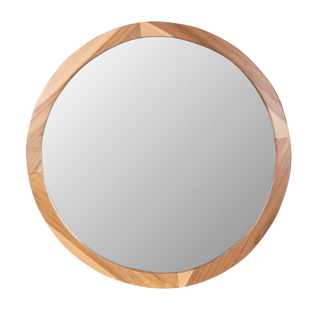 ESPEJO REDONDO 100CM MADERA-DE-TECA NATURAL-BEIGE NATURAL