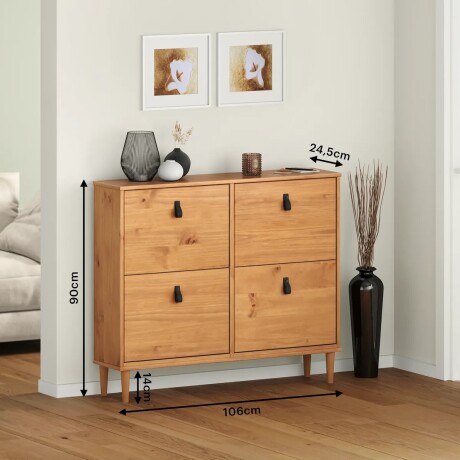 ZAPATERA 4 PUERTAS MADERA MACIZA DORMITORIO Color madera