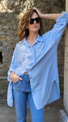 Máxi Camisa Diadema Celeste