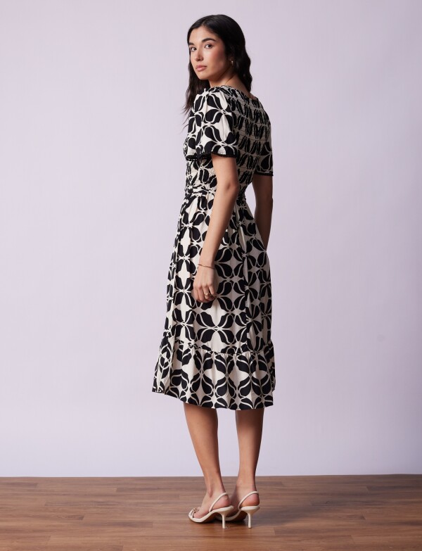 Vestido Punto Smock NEGRO/CRUDO