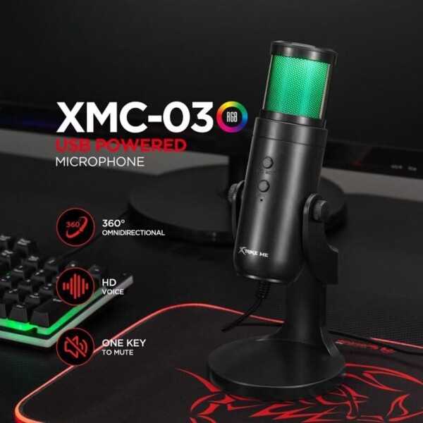 Microfono USB Gamer Luz RGB Omnidireccional Xtrike Me Xmc-03 Variante Color Negro