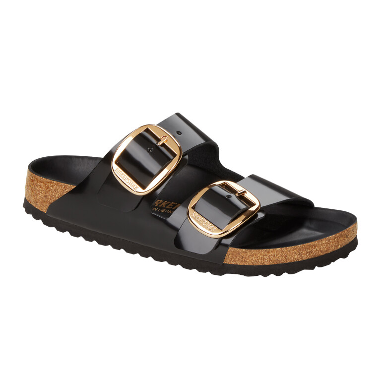 Sandalia Arizona Big Buckle Natural Leather Patent - Estrecho Black